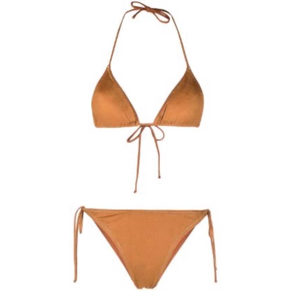 Reina Olga suede‎ effect triangle bikini set L